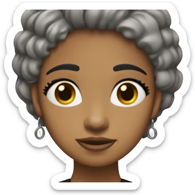 Chica con pelo negro, morena, ojos negros, pelo algo corto y liso  sticker