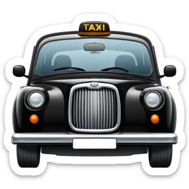 iconic black London taxi cab with rounded shape sticker