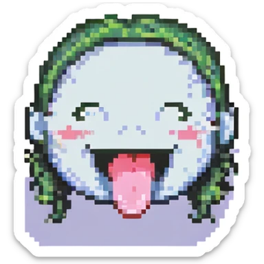 smiling with tongue sticking out
add the words  I’m talking bout innatt  sticker