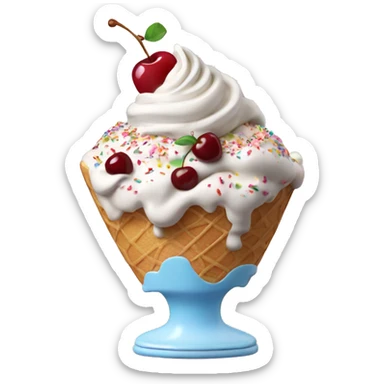 ice cream sundae with sprinkles and cherries  sticker
