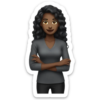 Dark Female long black wavy sticker