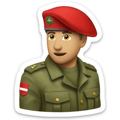 red parachutist beret emojis with army multi cam uniform. Add a 319 unit crest  sticker
