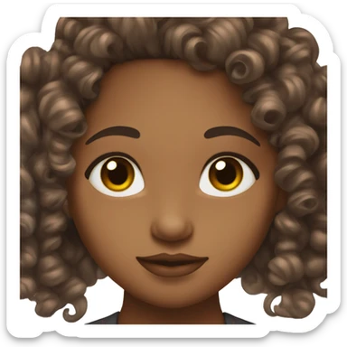 brown girl with curly hair, brown eyes and brown lip linee sticker