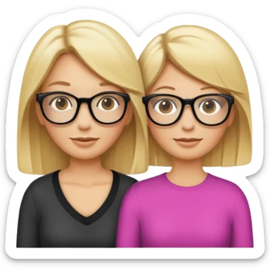 je voudrai un emoji d'une maman blonde avec des lunettes et de sa fille aux cheveux longs et blonds avec des lunettes sticker