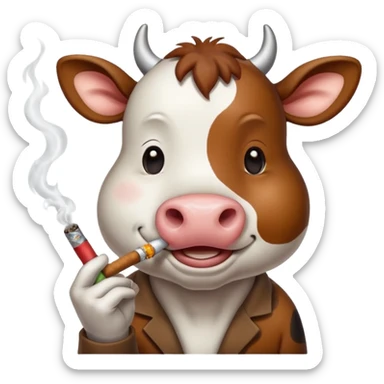 cute cow smoke weed sticker