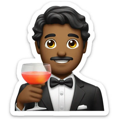 manly guy in bow tie holding cocktail glass sticker