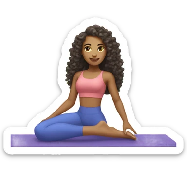 a gorgeous mixed girl with long curly hair doing pilates  sticker
