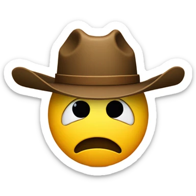 Sad smiley with cowboy hat sticker