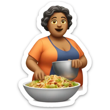 Fat lady making chipotle bowl sticker