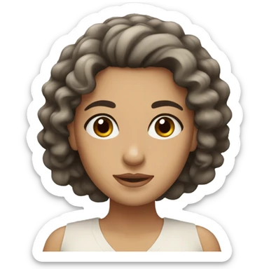 Greek woman with black curly hair and brown eyes sticker
