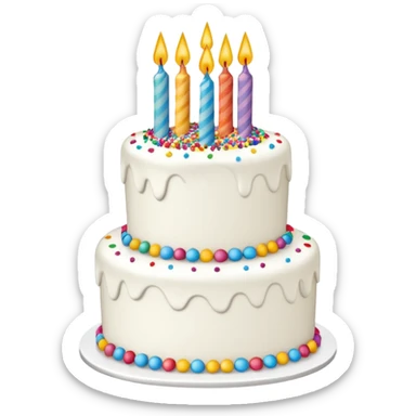 un gateau d'anniversaire en ligne blanche sticker