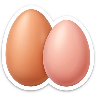 two skin tone peachy beige-pink egg shaped balls/spheres sticker