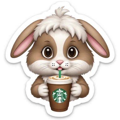 Bunny drinking starbucks sticker