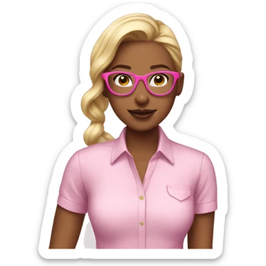 a girl wear spec pink coquette shirt  sticker