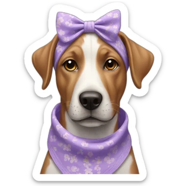 dog wearing lilac floral bandana around neck sticker