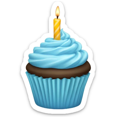 Light blue birthday cupcake candle sticker