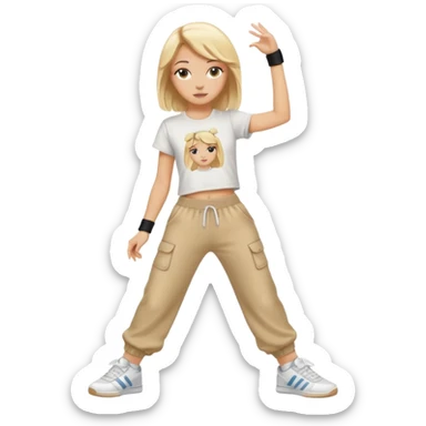 Hiphop dancer, with cute big pants, sneakers, and t-shirt. White girl blond sticker