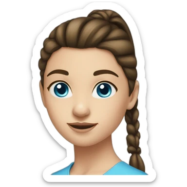mid-twenties-brunette-girl-pony-tail-blue-eyes sticker