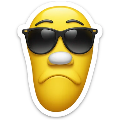 Yellow face with big nose sunglasses and feet behind it sticker