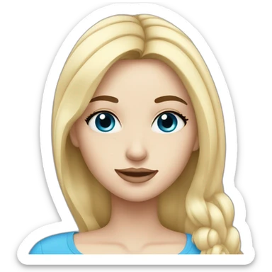 blonde girl with blue eyes and long eyelashes with dark eyebrows  sticker