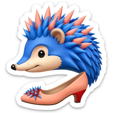 Blue hedgehog with red shoes and peach arms with large quills sticker