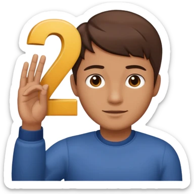 man holding 6️⃣ above the lefthand and 7️⃣ above the right hand sticker