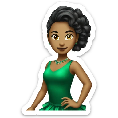A salsa girl dancer with emerald green dress  sticker