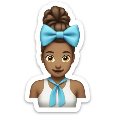 light blue bow on brown hair ponytail  sticker