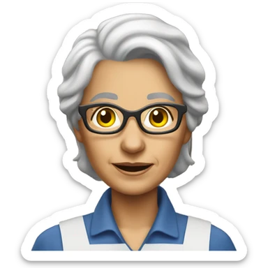 ikea warehouse worker older lady, grey hair sticker