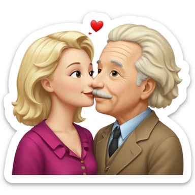 albert einstein kissing a blonde woman sticker