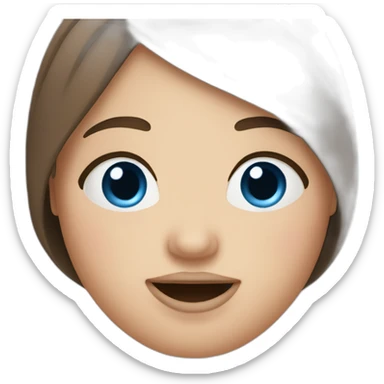 singing fat girl, blue eyes, brown hair sticker