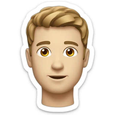 White men with short brown hair, grey eyes and bristle  sticker