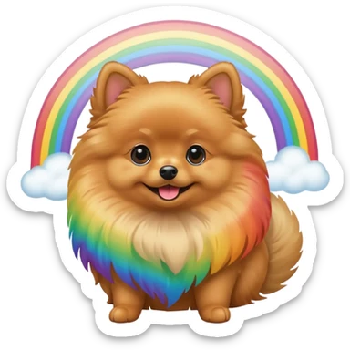  Tan Pomeranian under a rainbow sticker