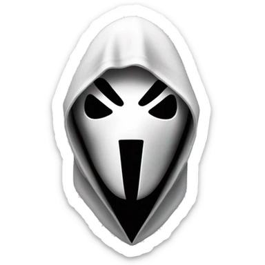 “Apple emoji of Ghostface: white mask with a screaming expression, dark eyes, and a black hooded cloak.” sticker