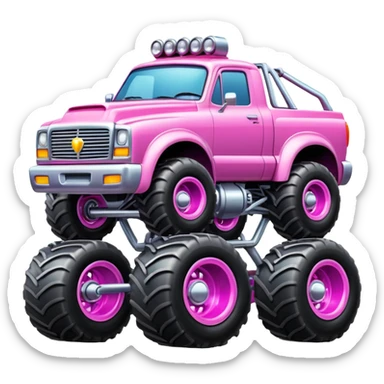 Big car monster truck with big wheels, pink sticker