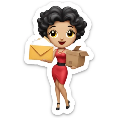 Betty boop with mail sticker