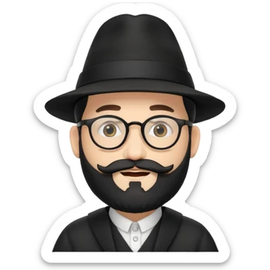 rabbi with a black hat, glasses, and blackish beard, flying to israel sticker