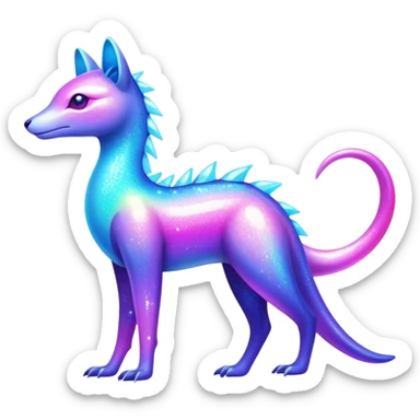 Shiny Exotic Colorful Neon-colored Glittery Ethereal Sparkly Iridescent Amaura-Aurorus-Fakémon-hybrid-creature (full body)  sticker