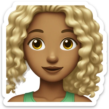 girl with curly hair wet hair middle part with green eyes and dimples sticker