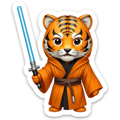 Star Wars tiger face with lightsaber and Jedi robe for Twitch emote sticker