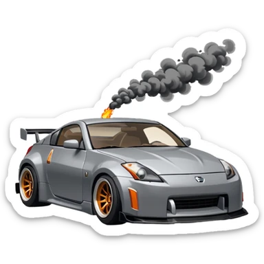 Um 350 z cinza em pixel art fazendo drift sticker