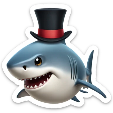 Shark with a top hat sticker