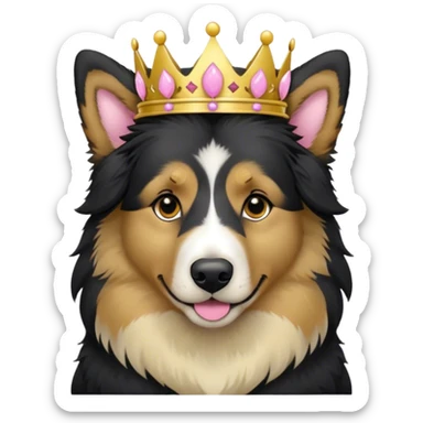 Schwarz weiß Australien Shepherd mit goldene Krone mit rosa  sticker