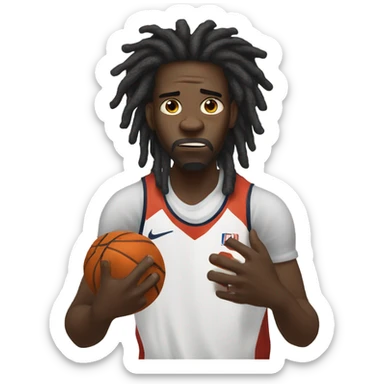 Black man with dreads scared to shoot a basketball  sticker