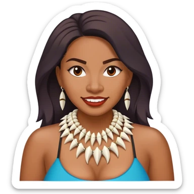 samoan woman with shark teeth necklace sticker