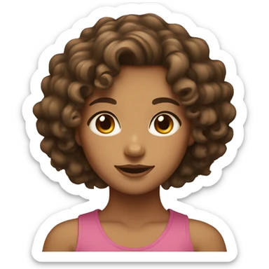 tan girl with curly medium brown hair and brown eyes sticker