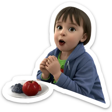 girl enjoying fruit indoors sticker