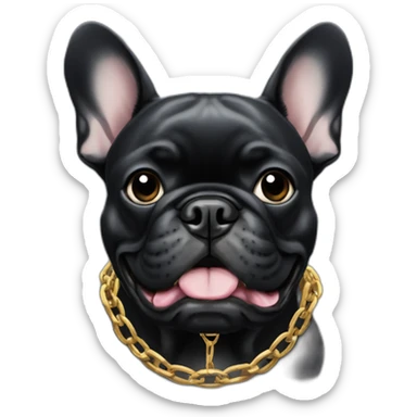 a-black-french-bulldog with chain sticker