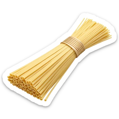 uncooked spaghetti noodles, small bundle, light golden, straight and stiff, smooth surface, fanned arrangement, 3D-rendered, minimal, no container, transparent background sticker