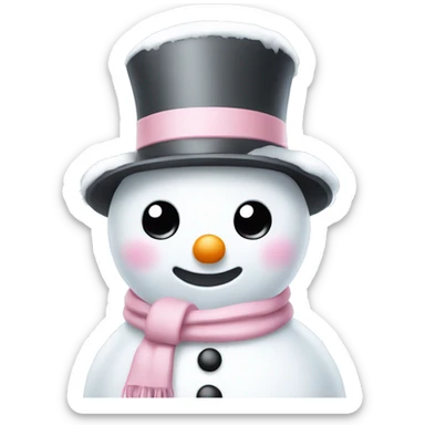 Cute white and light pink snowman sticker